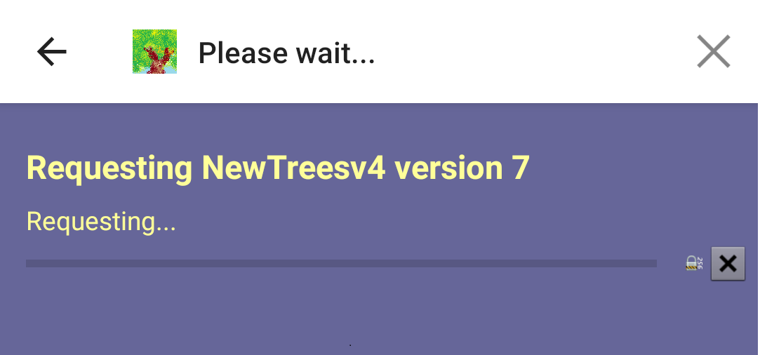Picture showing the Progress bar with Cancel button displayed whilst downloading updates in a Digitise Apps Standalone App on an Android device.